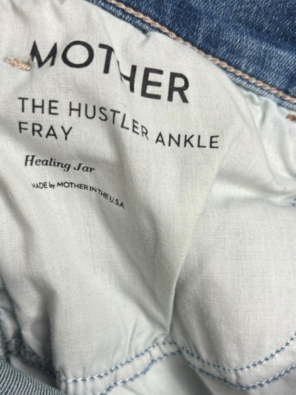Mother The Hustler Ankle Fray High Rise Stretch Denim Jeans in Healing Jar SZ 30 - Picture 9 of 16
